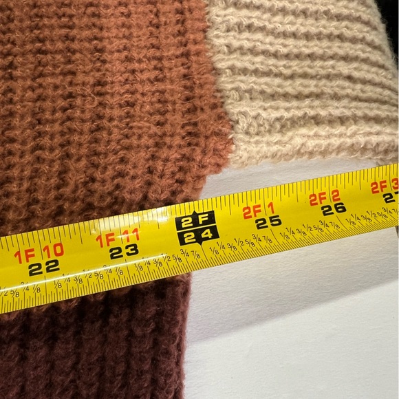 Pink Lily brown striped long open front cardigan neutral fall M casual knit - Picture 7 of 8